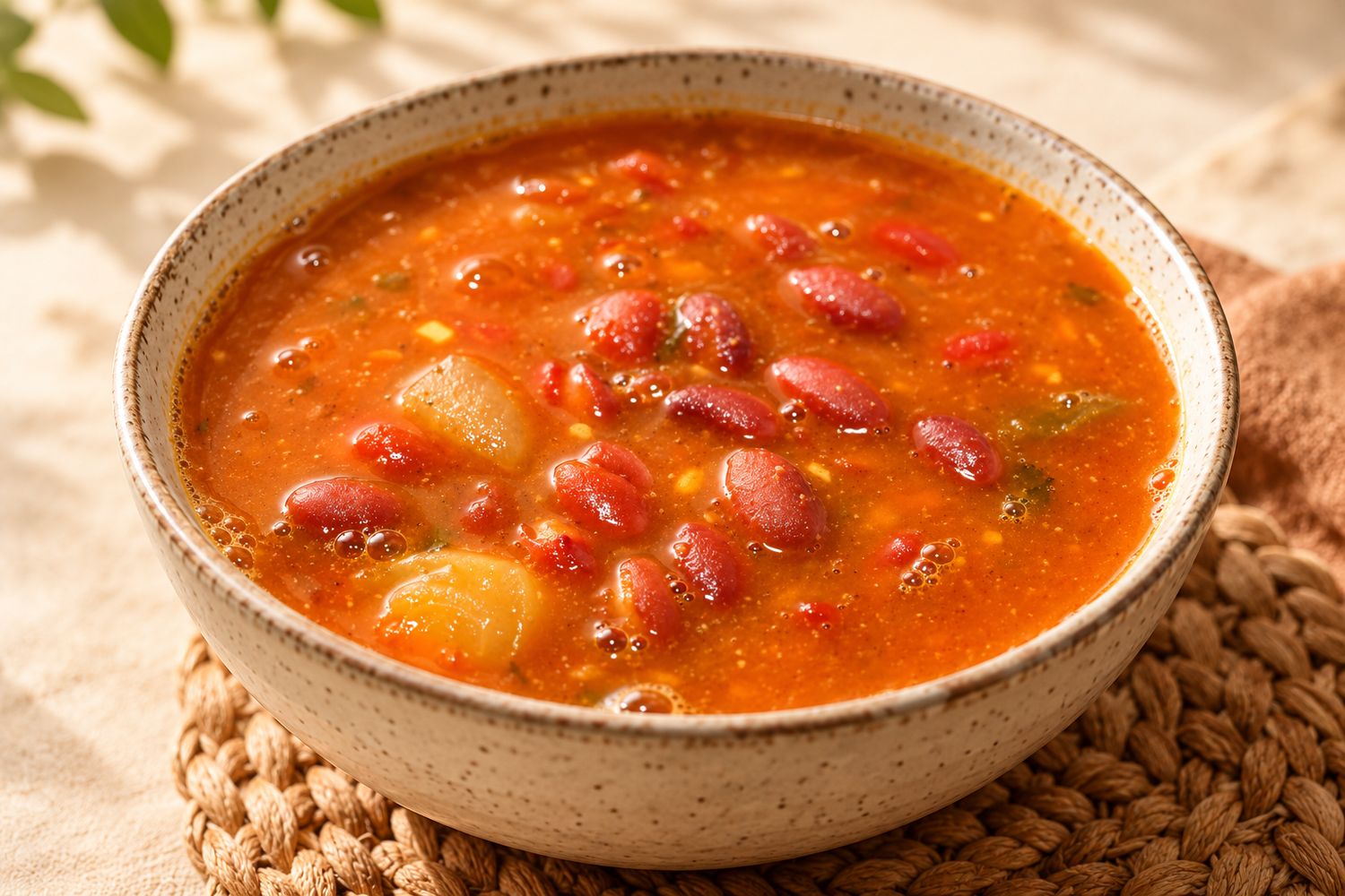 Habichuelas rojas guisadas servidas en cuenco