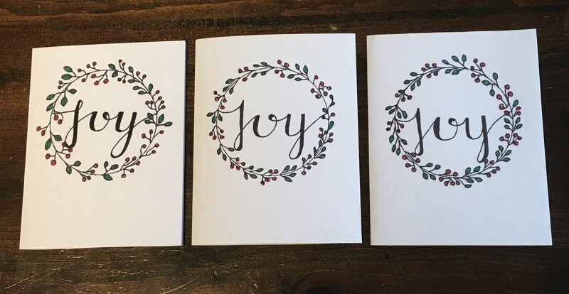 Joy wreath Christmas cards