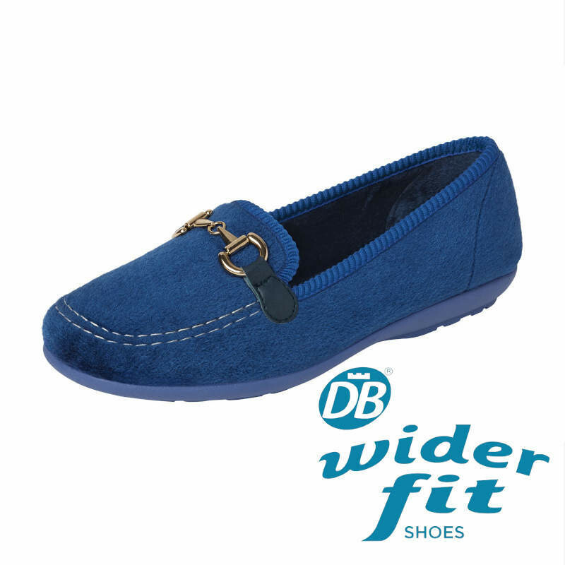 DB Wider Fit Martha House Shoes French Blue (2v)