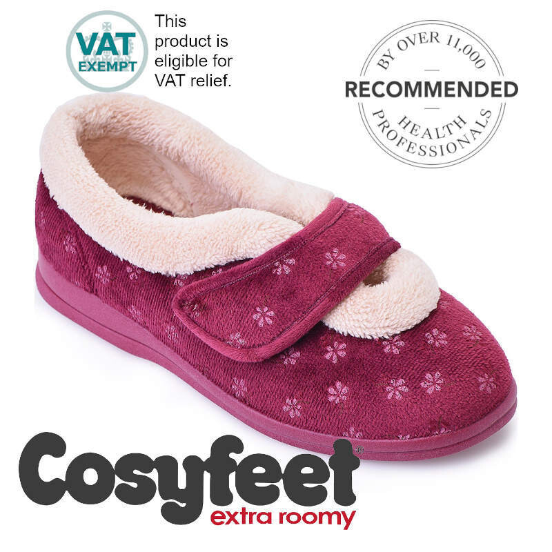 Cosyfeet Snuggly Burgundy Floral Ladies Slippers