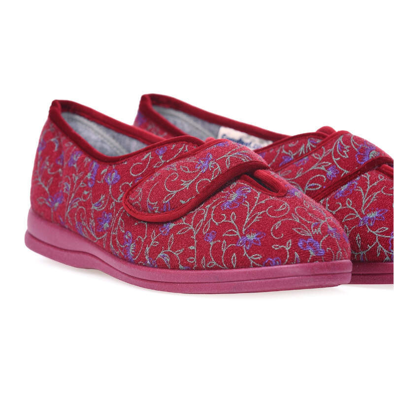 Cosyfeet Diane Wine Floral Ladies Slippers