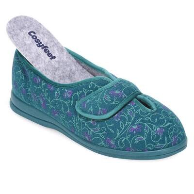 Cosyfeet Diane Jade Floral Womens Slippers