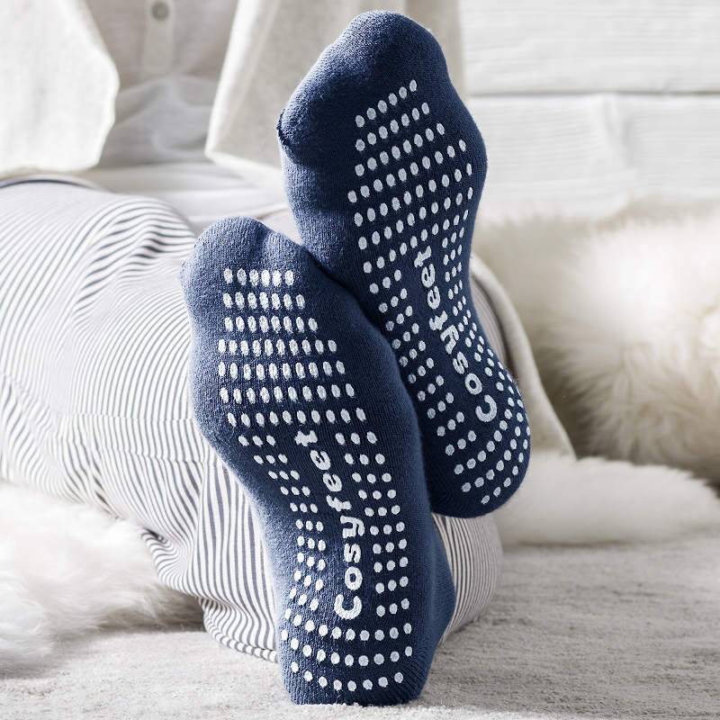 Cosyfeet Gripper Socks Navy Snowflake