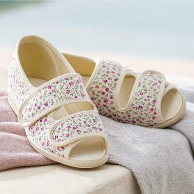 Cosyfeet Milly Beige Pink Floral House Shoes