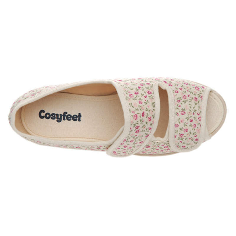 Cosyfeet Milly Beige Pink Floral House Shoes