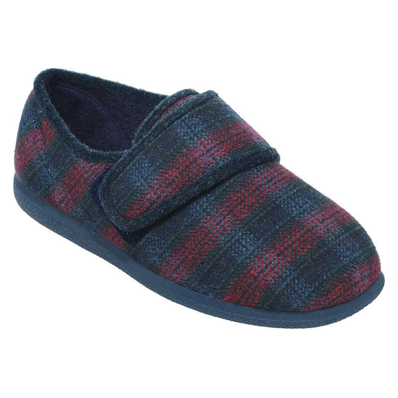 Cosyfeet Reggie Burgundy Tartan Mens Slippers