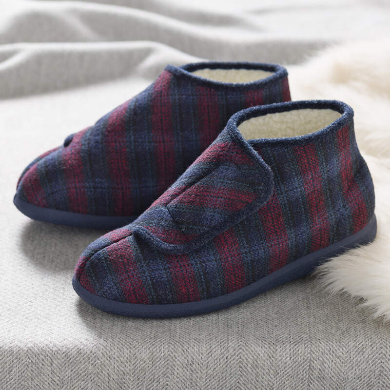 Cosyfeet Robbie Burgundy Tartan Mens Bootee