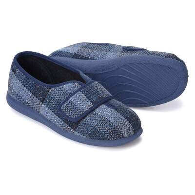 Cosyfeet Ronnie Navy Plaid Mens Tartan Slippers