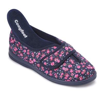 Cosyfeet Sally Navy Pink Floral House Shoe