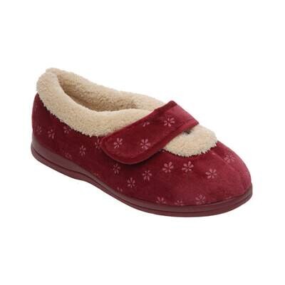 Cosyfeet Sleepy Burgundy Floral Ladies Slippers