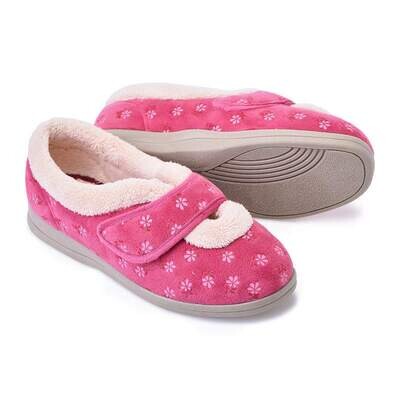 Cosyfeet Snuggly Fuchsia Floral Ladies Slippers