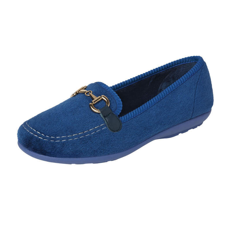 DB Wider Fit Martha House Shoes French Blue (2v)