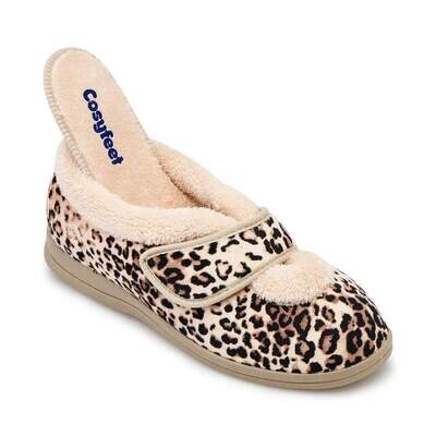 Cosyfeet Snuggly Leopard Plush Ladies Slippers