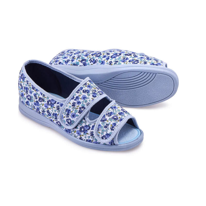 Cosyfeet Milly Navy Lilac Floral House Shoes