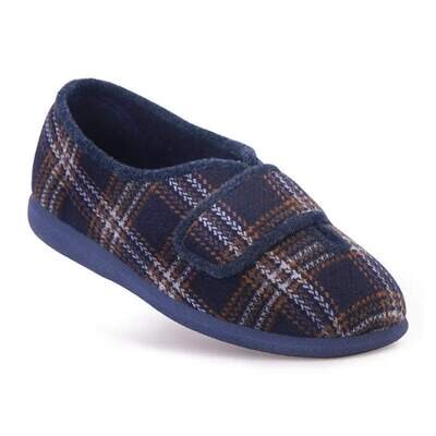 Cosyfeet Ronnie Navy Highland Mens Tartan Slippers