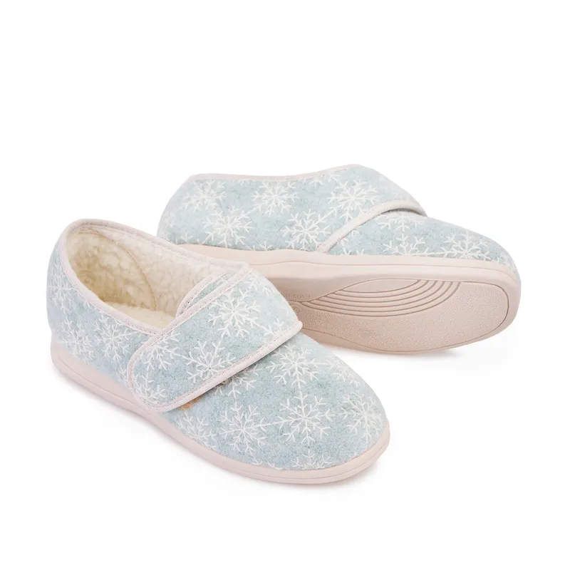 Cosyfeet Holly Winter Lined Ice Snowflake Ladies Slippers