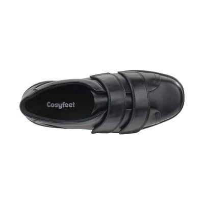 Cosyfeet Bart Black Leather Mens Shoes display picture 1