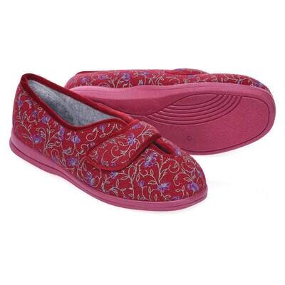 Cosyfeet Diane Wine Floral Ladies Slippers Cosyfeet Diane Wine Floral Ladies Slippers