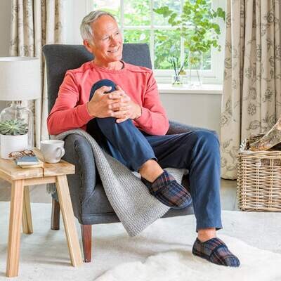 Cosyfeet Reggie Russet Check Mens Slippers