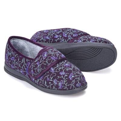 Cosyfeet Holly Purple Floral Ladies Slippers Cosyfeet Holly Purple Floral Ladies Slippers