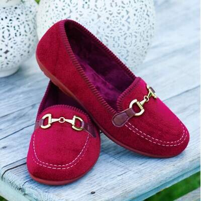 DB Wider Fit Martha House Shoes Burgundy (6v)
