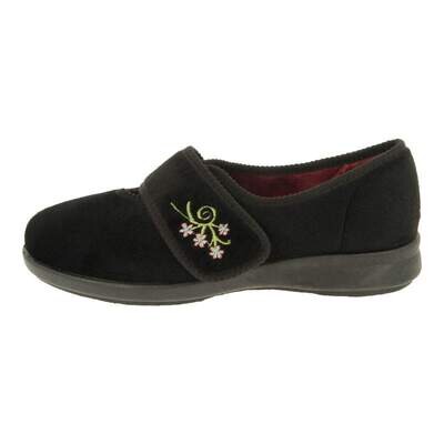 DB Wider Fit Caroline House Shoes Black (6v)