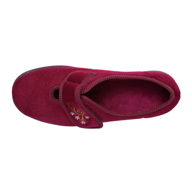 DB Wider Fit Caroline House Shoes Burgundy (2v)