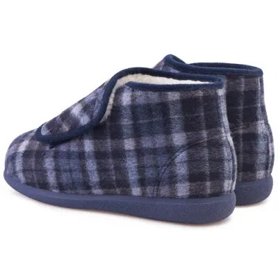 Cosyfeet Robbie Navy Tartan Mens Bootee