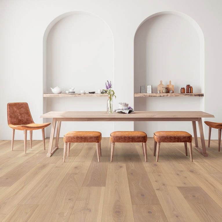 Fabrica Relic ash hardwood flooring showing bold open grain and warm natural tones