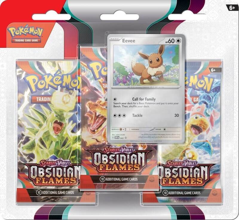 POKÉMON TCG Scarlet &amp; Violet 3 Obsidian Flames Three Booster Blister