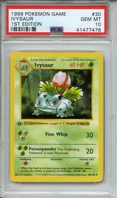First Edition Base Set Ivysaur 30/102 PSA 10 English