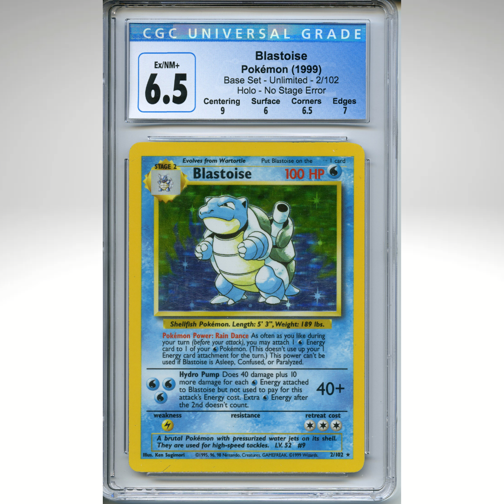Blastoise 2/102 Pokemon CGC 6.5 Base Set Unlimited No Stage Error Holo Rare