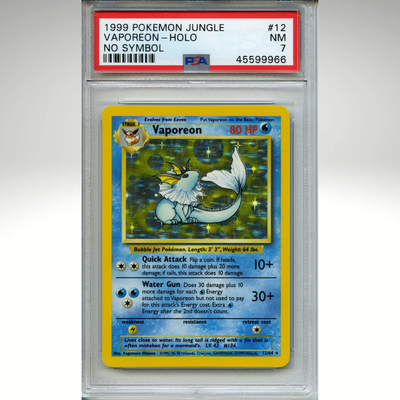 Vaporeon 12/64 Pokemon PSA 7 Unlimited Jungle No Symbol Holo Rare