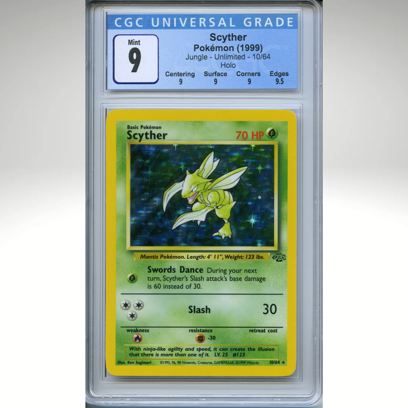 Scyther 10/64 Pokemon CGC 9 Jungle Unlimited Holo
