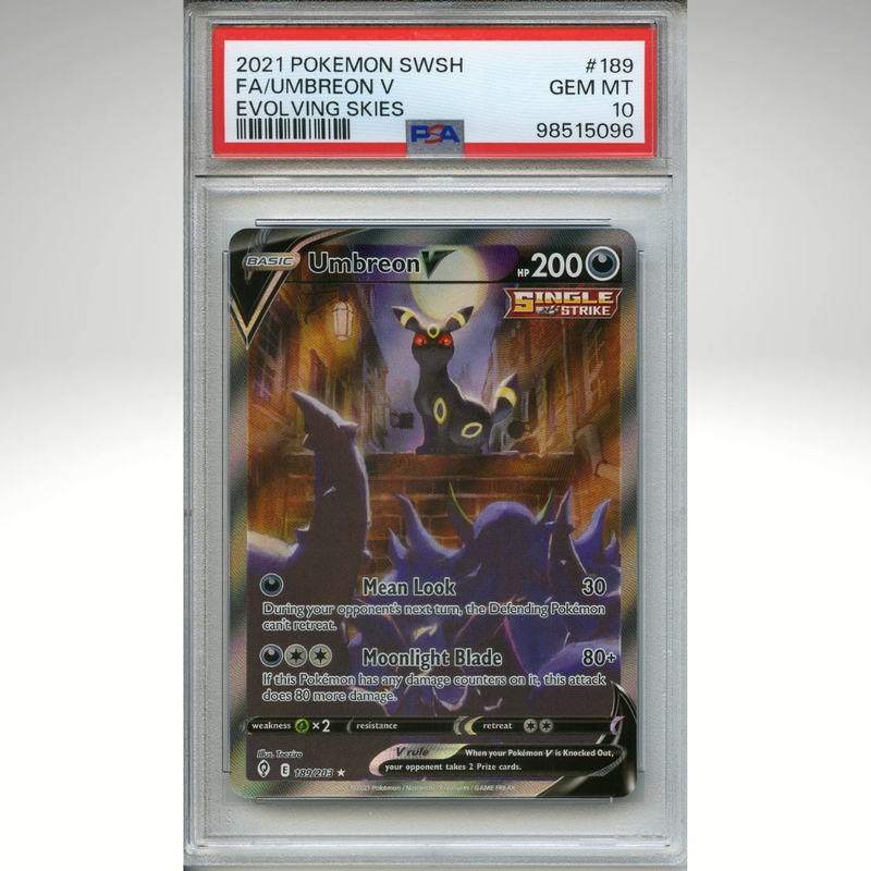 Umbreon V 189/203 Pokemon PSA 10 Evolving Skies Alternate Art
