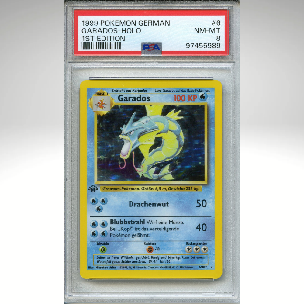 Garados First Edition 6/102 Pokemon PSA 8 German Base Set Holo