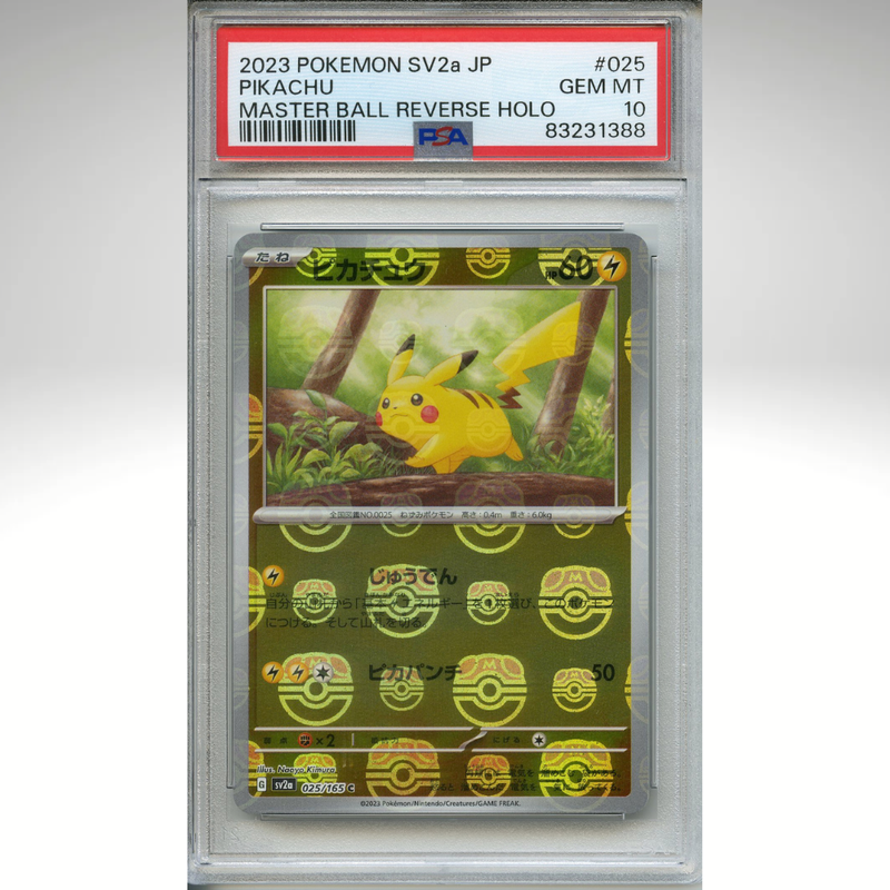 Pikachu 025/165 Pokemon PSA 10 Japanese 151 Master Ball Reverse Holo