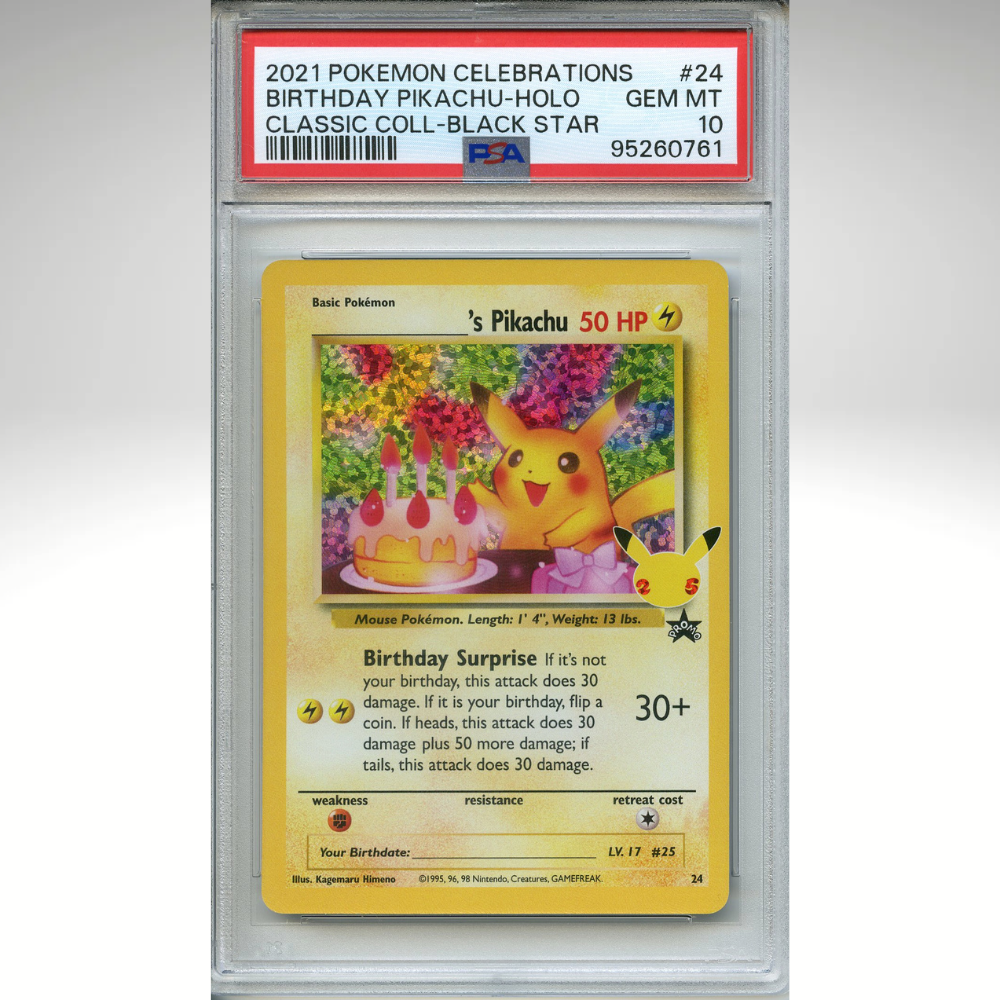 Birthday Pikachu #24 Pokemon PSA 10 Celebration Holo