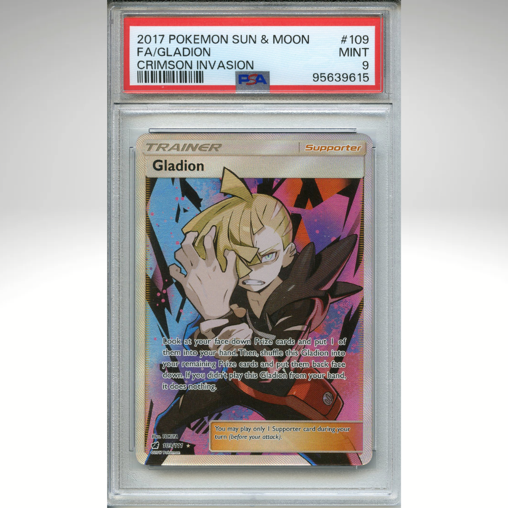 Gladion 109/111 Pokemon PSA 9 Crimson Invasion Full Art Trainer