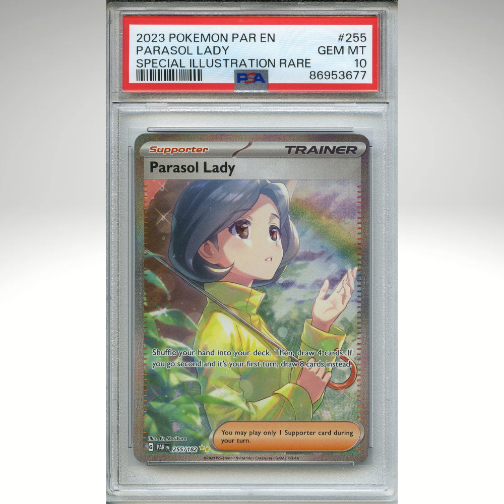 Parasol Lady 255/182 Pokemon PSA 10 Paradox Rift Special Illustration Rare