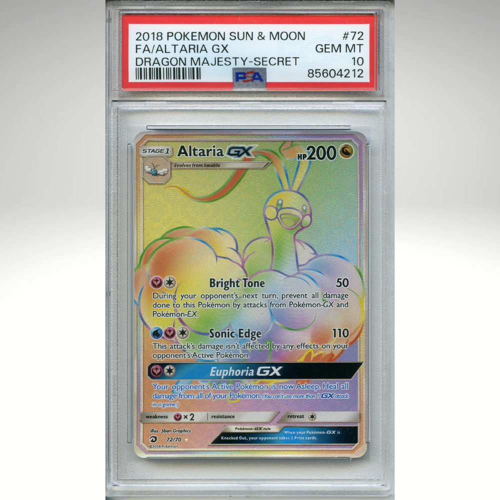 Altaria Gx 72/70 Pokemon PSA 10 Dragon Majesty Rainbow