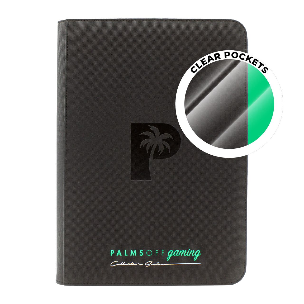 Palms Off Gaming - Collector&#39;s Series Top Loader Zip Binder - CLEAR - Black