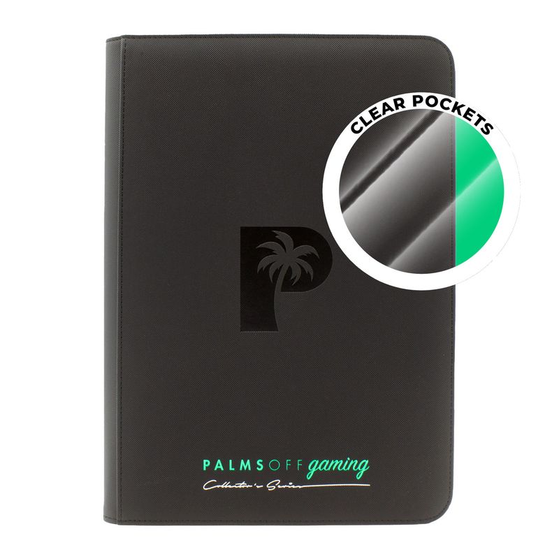 Palms Off Gaming - Collector&#39;s Series Top Loader Zip Binder - CLEAR - Black