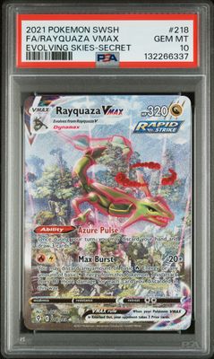 Rayquaza Vmax 218/203 Pokemon Evolving Skies Alternate Art PSA 10