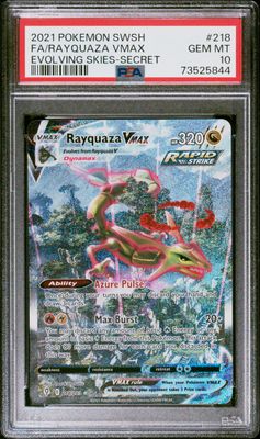 Rayquaza Vmax 218/203 Pokemon Evolving Skies Alternate Art PSA 10