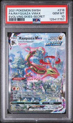 Rayquaza Vmax 218/203 Pokemon Evolving Skies Alternate Art PSA 10