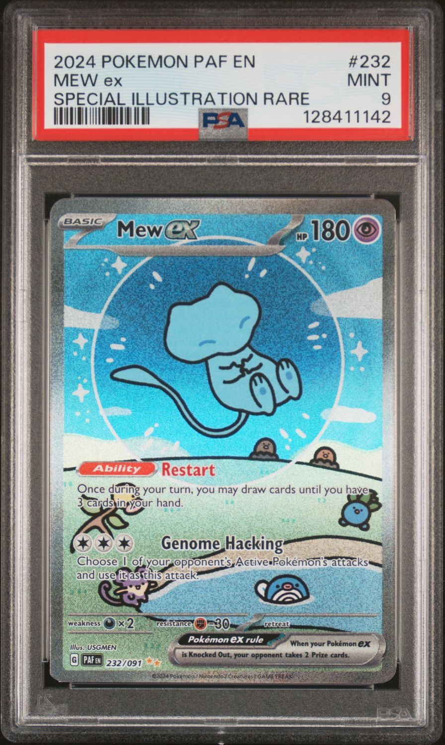 Mew Ex 232/091 Pokemon Paldean Fates Special Illustration Rare PSA 9