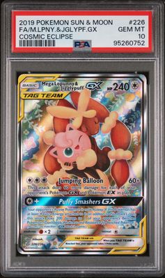 Mega Lopunny &amp; Jigglypuff GX 226/236 Pokemon Cosmic Eclipse Alternate Art PSA 10