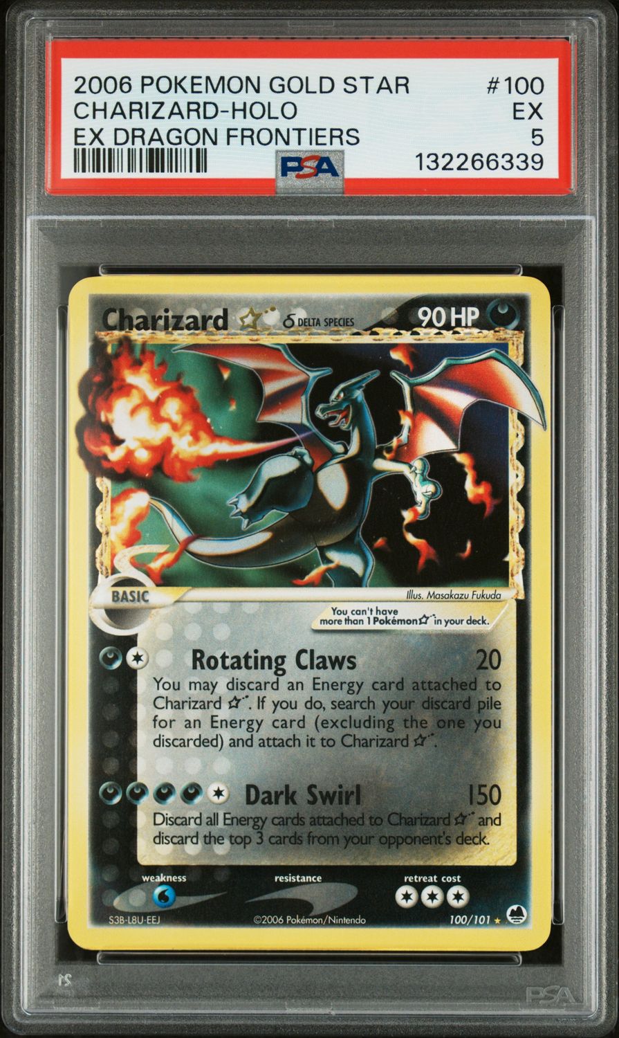 Charizard Gold Star 100/101 Pokemon Ex Dragon Frontiers Holo PSA 5
