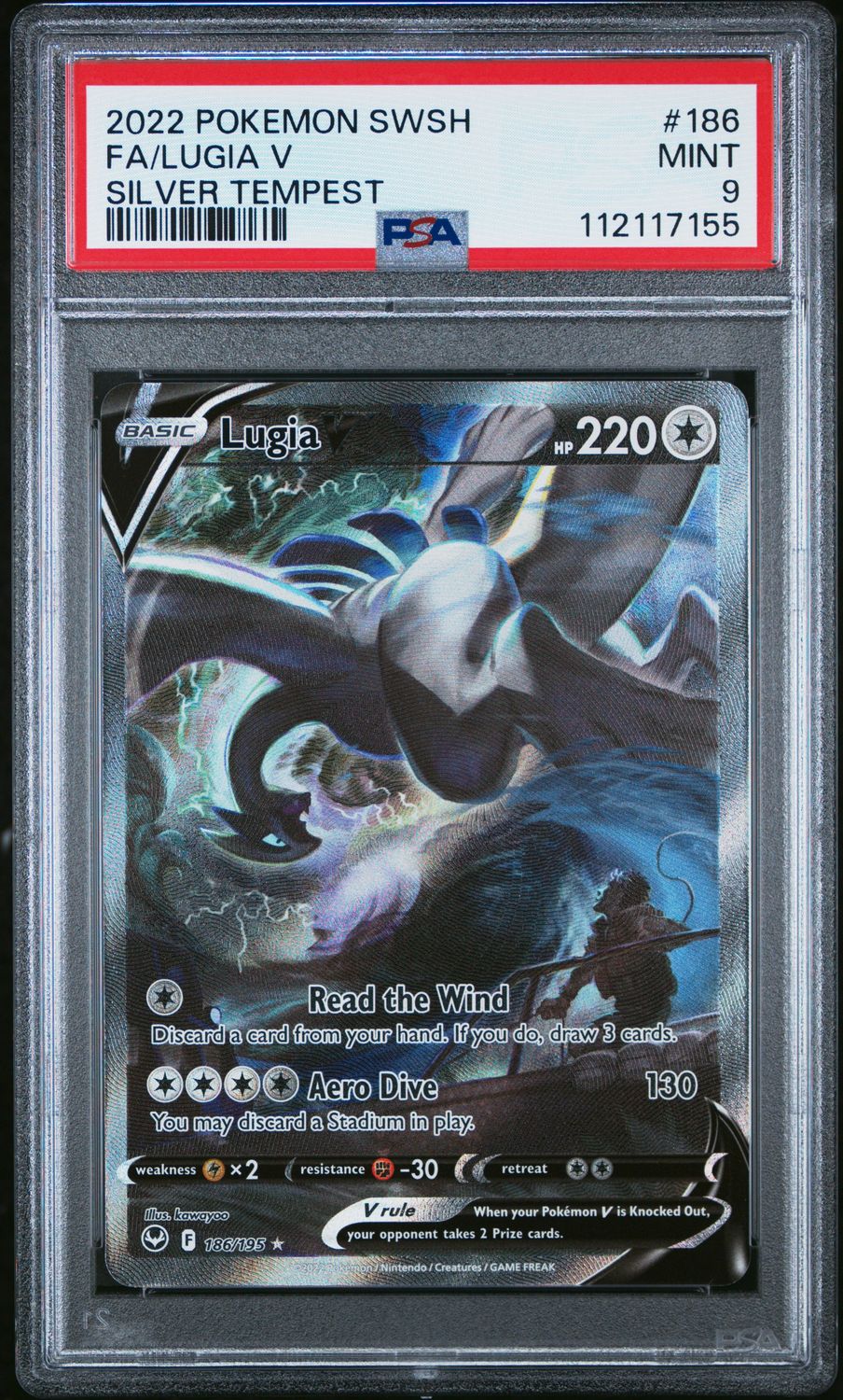 Lugia V 186/195 Pokemon Silver Tempest Alternate Art PSA 9